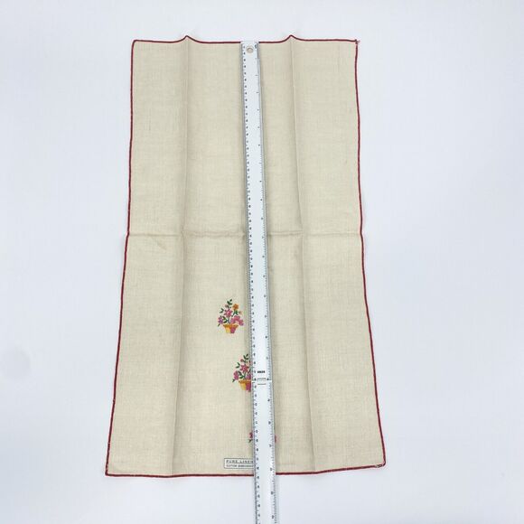 Vintage Linen Napkins Lot of 4 Floral Embroidered Ivory Red Pink - Picture 5 of 16
